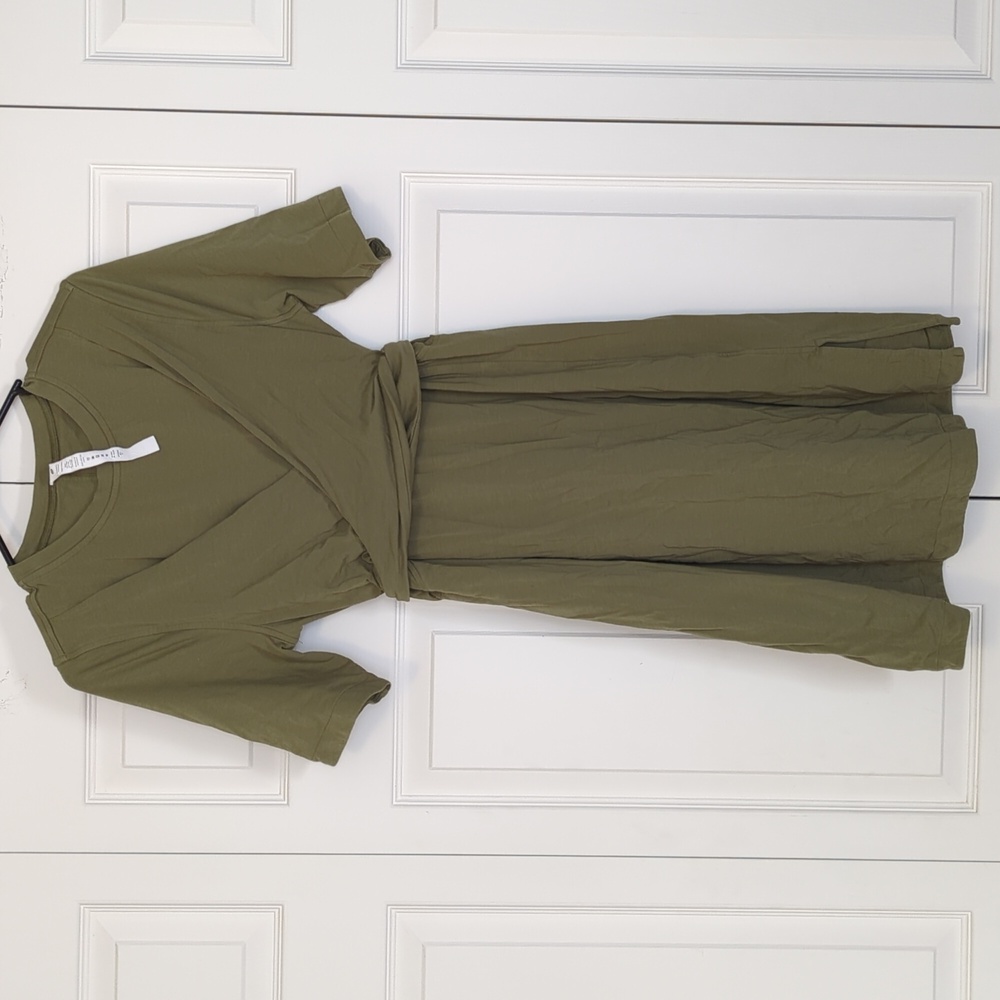 Lululemon Cotton Wrap Front T-Shirt Dress Size 10 Green